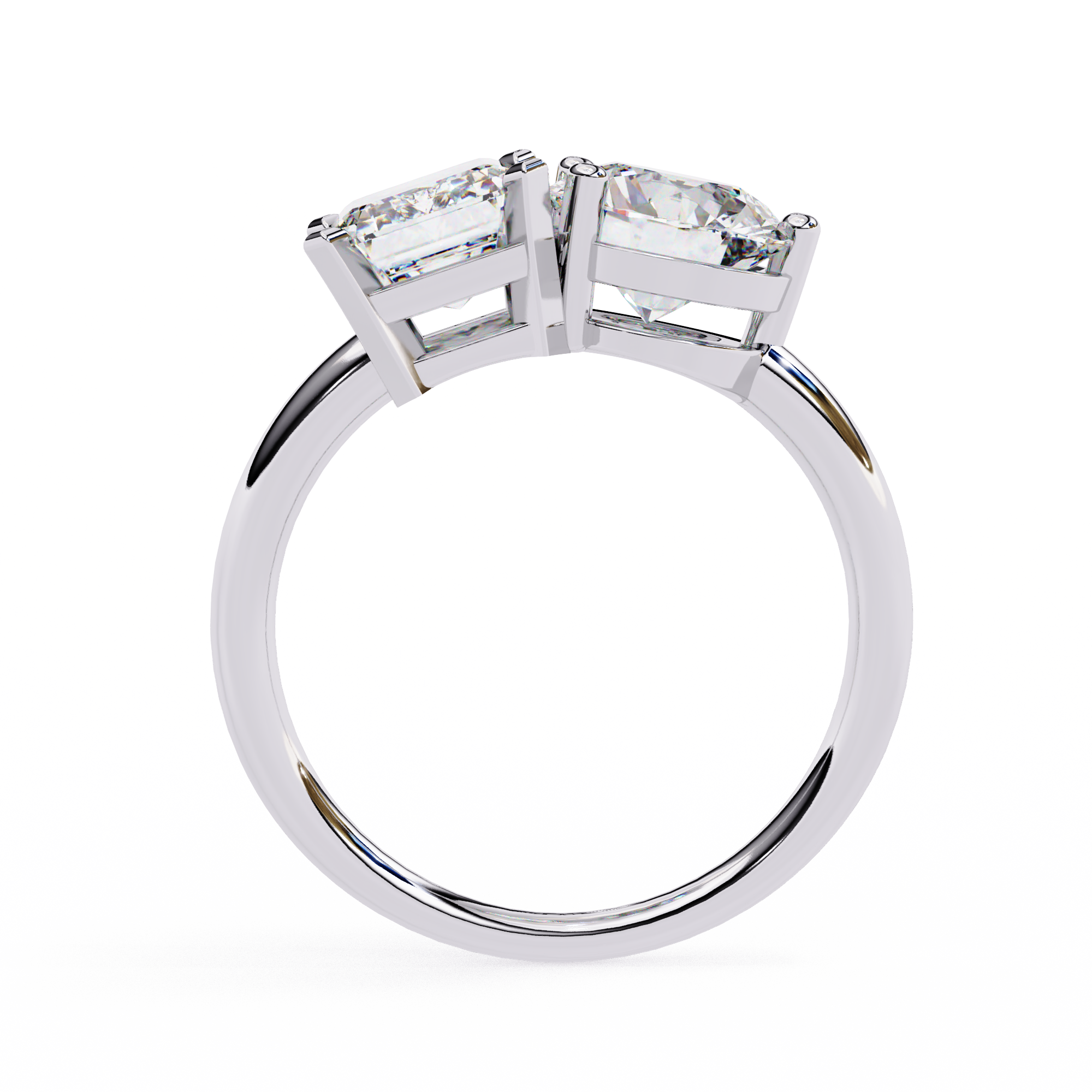 4.05 Carat Radiant & Round Shape Lab Grown Diamond Engagement Ring