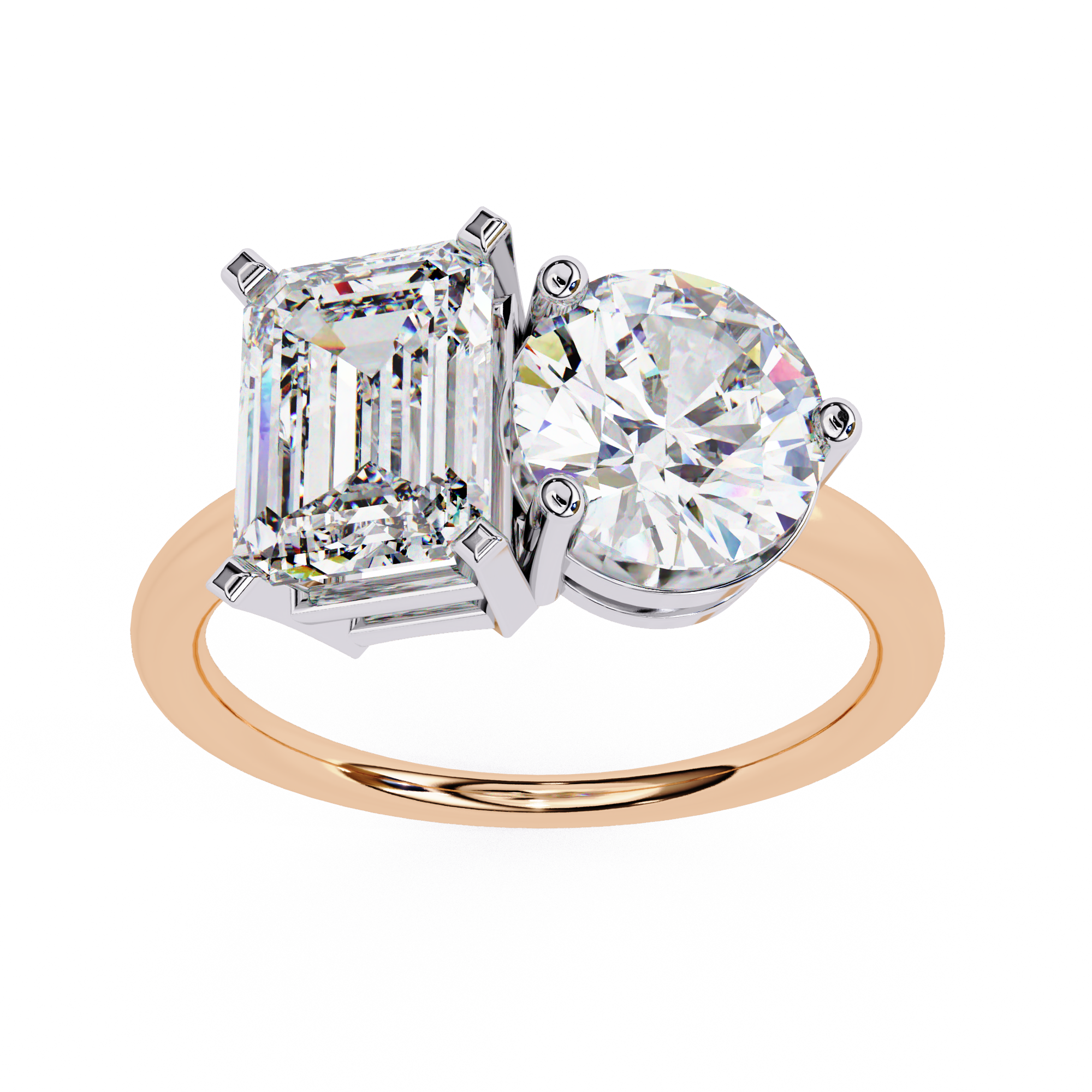 4.05 Carat Radiant & Round Shape Lab Grown Diamond Engagement Ring