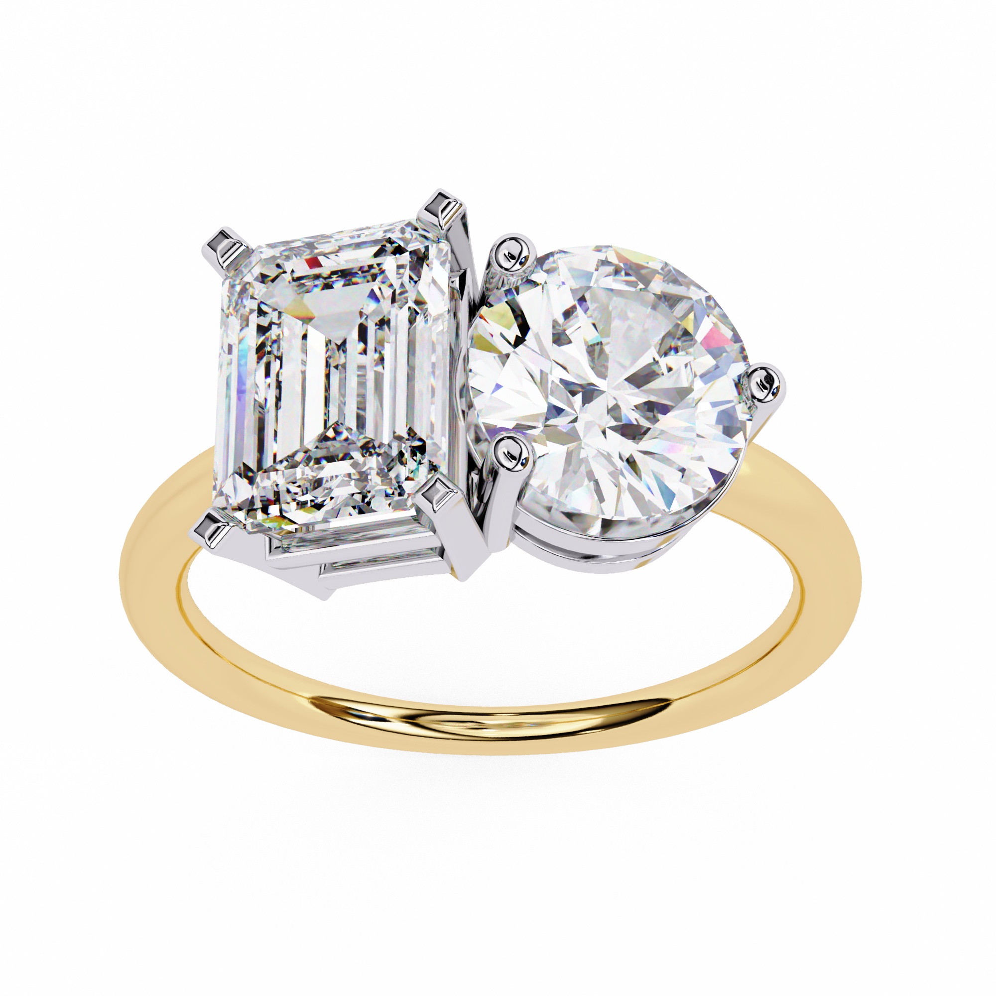 4.05 Carat Radiant & Round Shape Lab Grown Diamond Engagement Ring