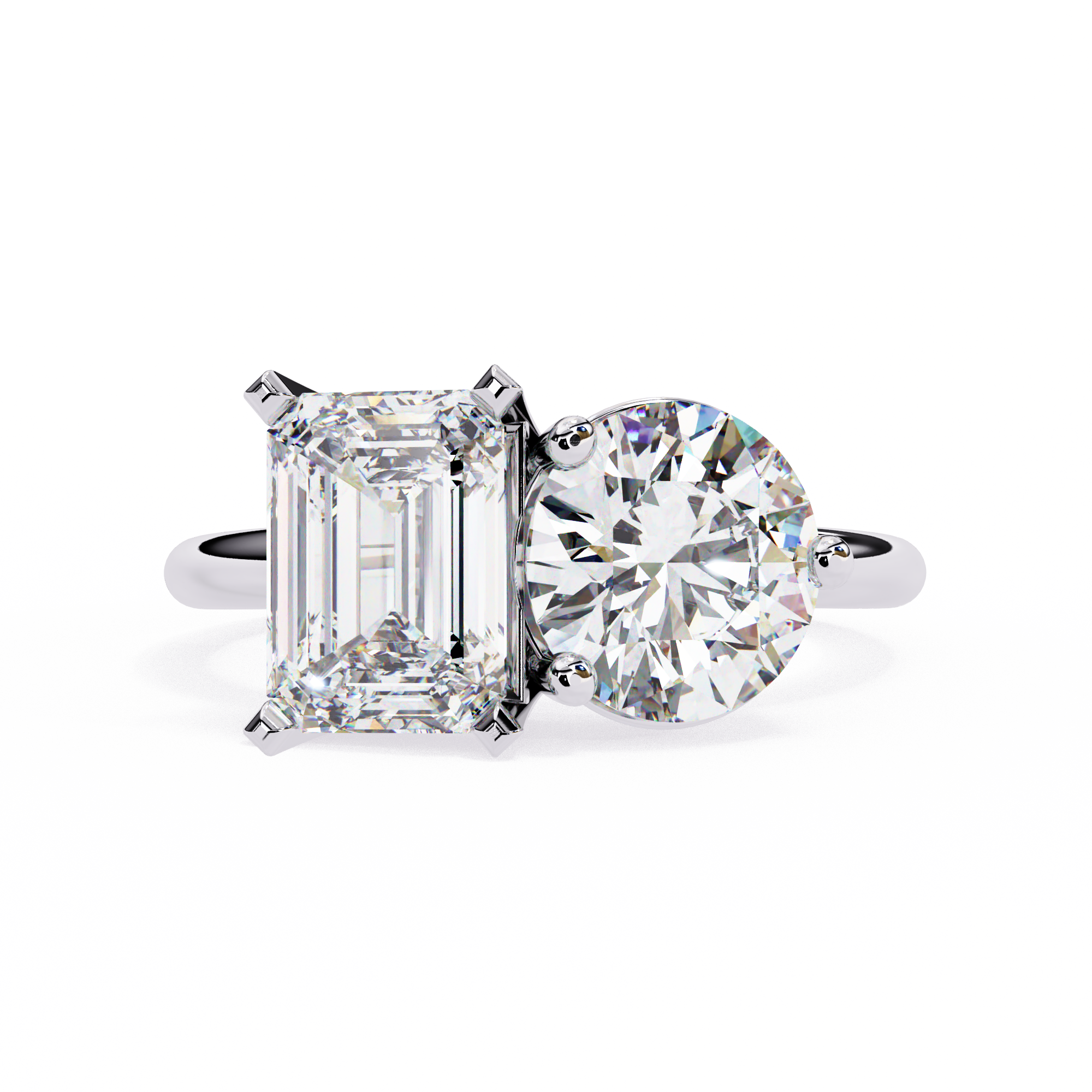 4.05 Carat Radiant & Round Shape Lab Grown Diamond Engagement Ring