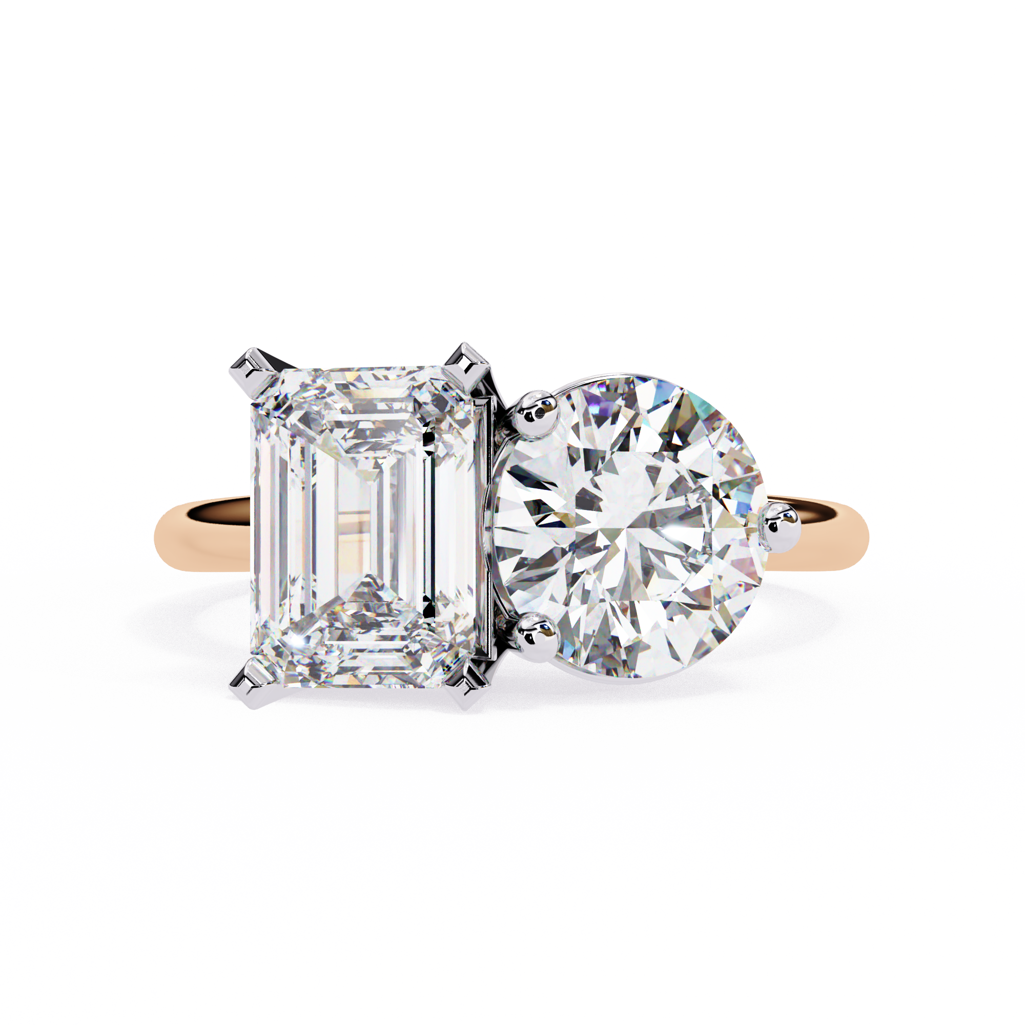 4.05 Carat Radiant & Round Shape Lab Grown Diamond Engagement Ring