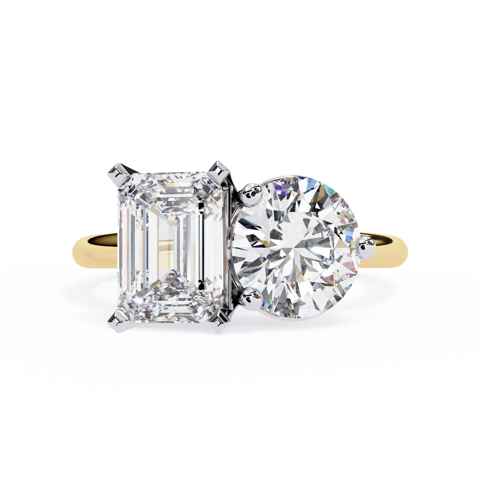 4.05 Carat Radiant & Round Shape Lab Grown Diamond Engagement Ring