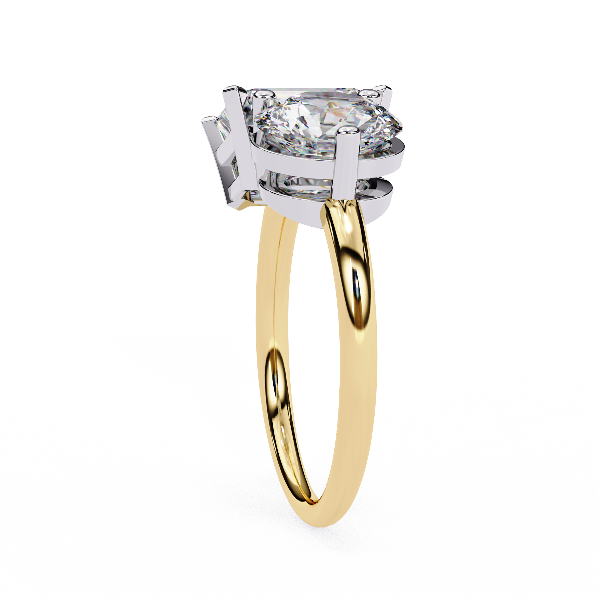 4.05 Carat Radiant & Round Shape Lab Grown Diamond Engagement Ring