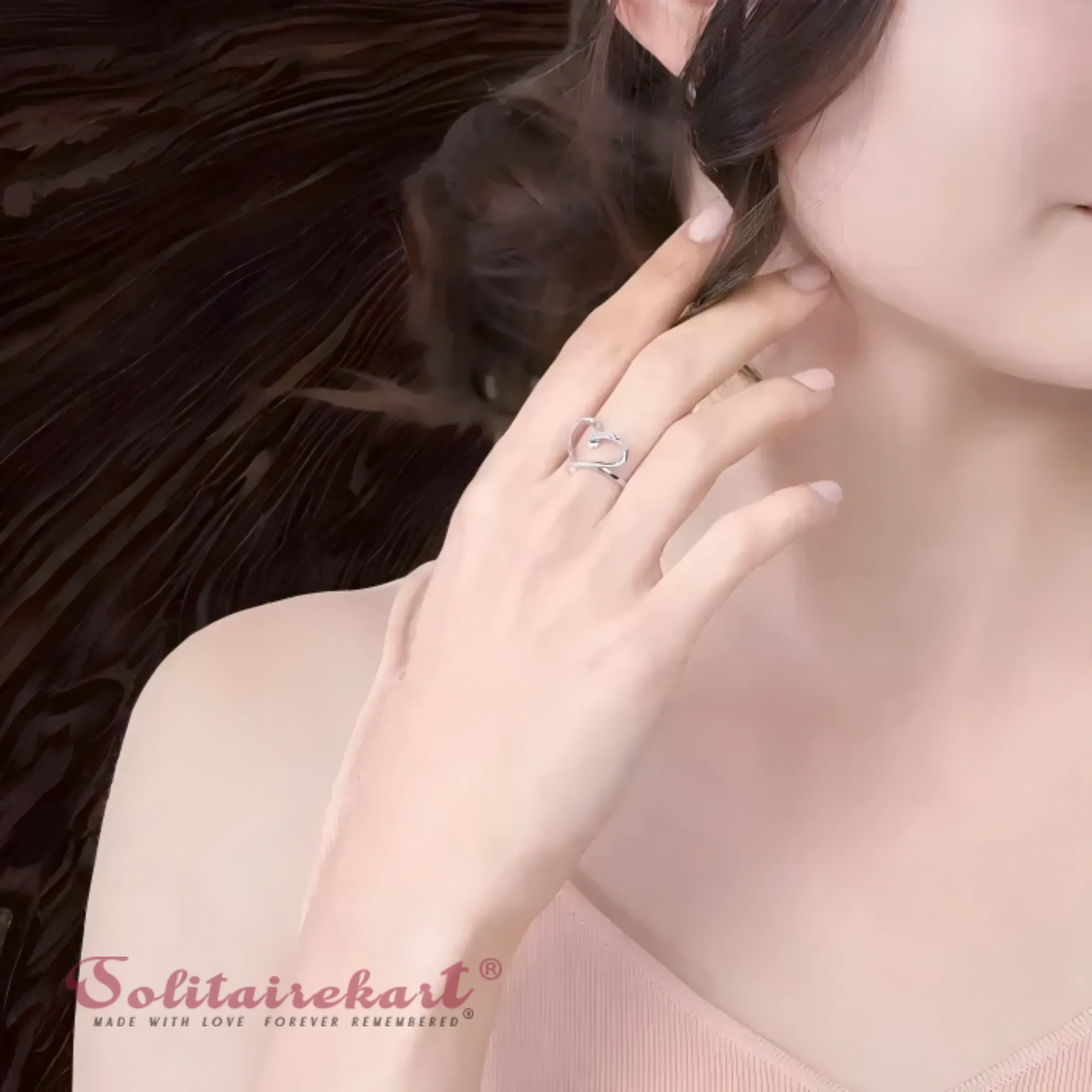 Solitairekart Platinum Loving Heart Style Band Ring 3.518gm Weight For Woman.