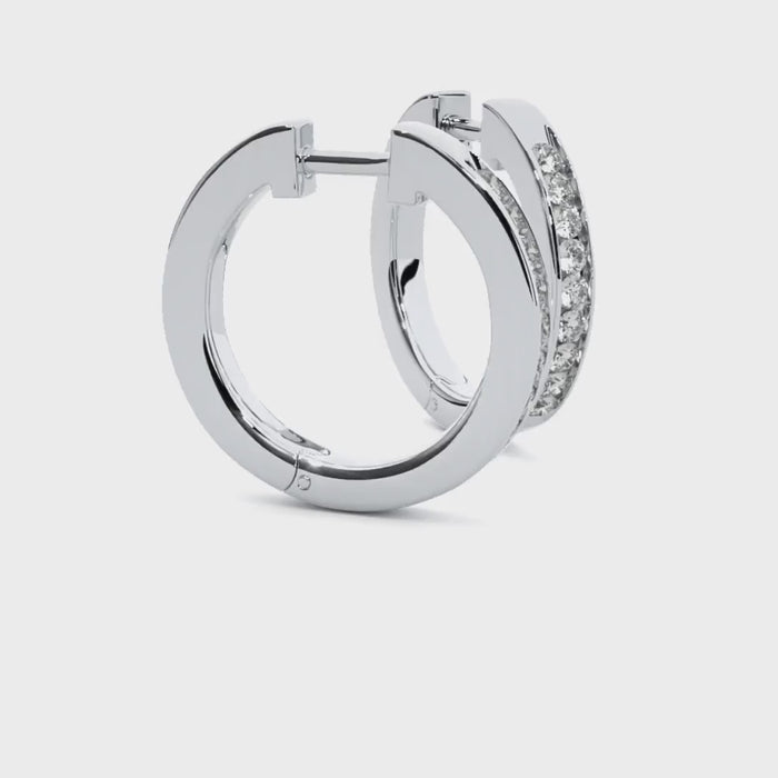 0.52 Carat HI Color VS1 Clarity Diamond Studded Natural Diamond Hoop Earrings.