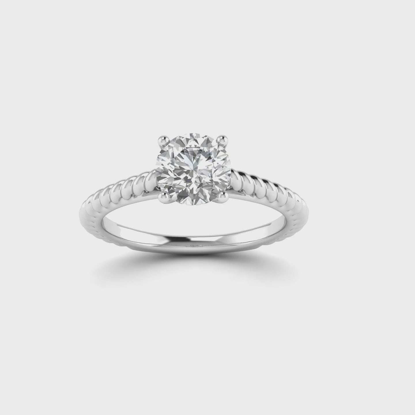White Gold Studded 1 Carat Lab Grown Diamond Ring-E Color VS1 Clarity.