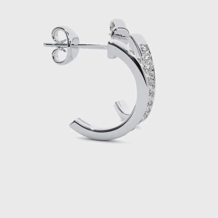 0.92 Carat HI Color VS1 Clarity Diamond Studded Natural Diamond Hoop Earrings.