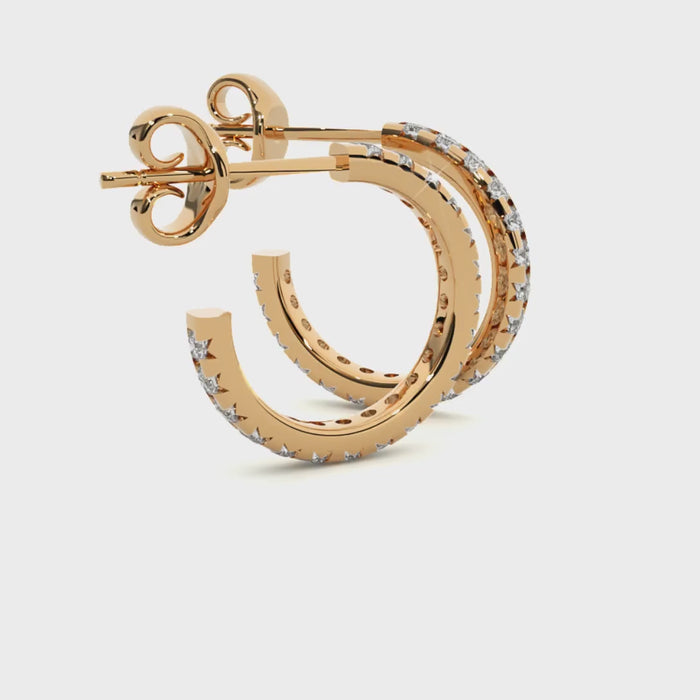 0.70 Carat HI Color VS1 Clarity Diamond Studded Natural Diamond Hoop Earrings.