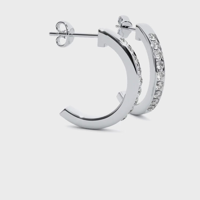 0.46 Carat HI Color VS1 Clarity Diamond Studded Natural Diamond Hoop Earrings.