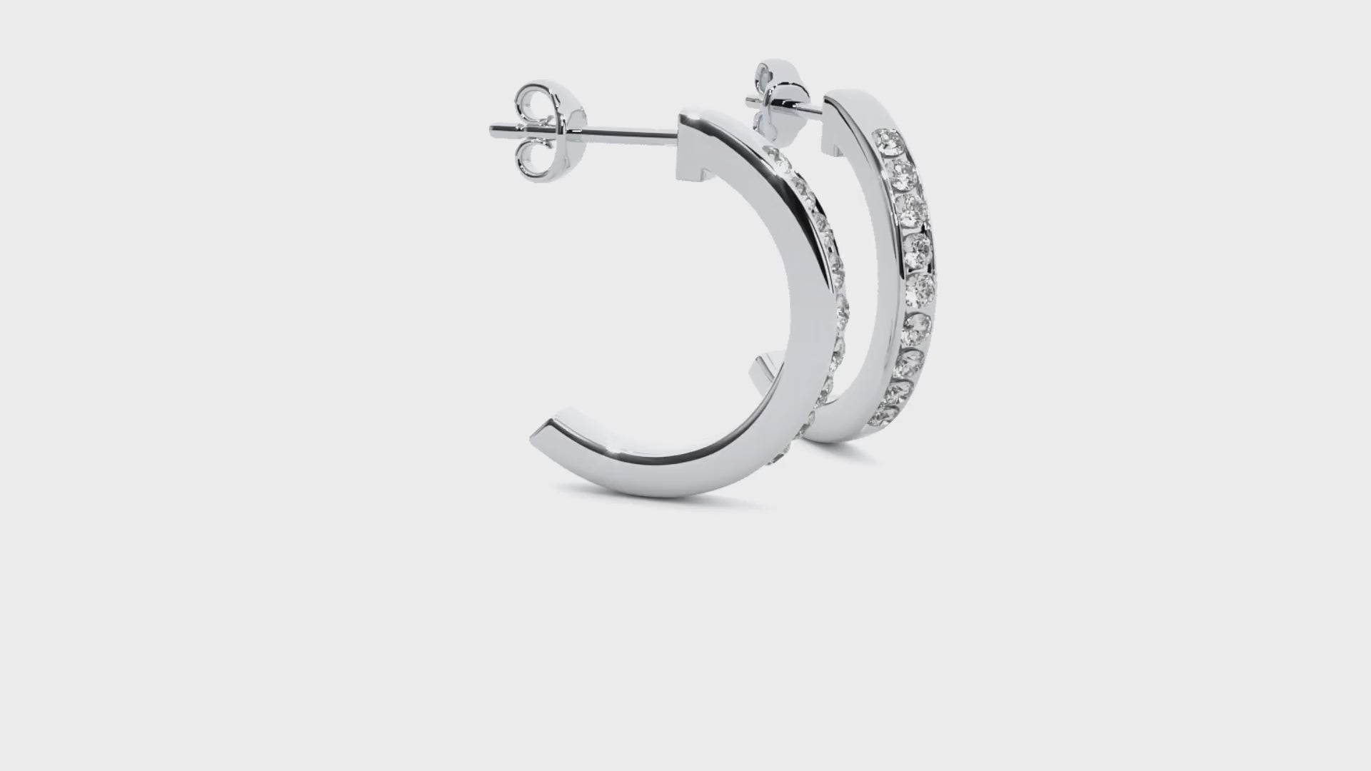 0.46 Carat HI Color VS1 Clarity Diamond Studded Natural Diamond Hoop Earrings.
