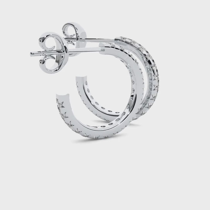 0.70 Carat HI Color VS1 Clarity Diamond Studded Natural Diamond Hoop Earrings.