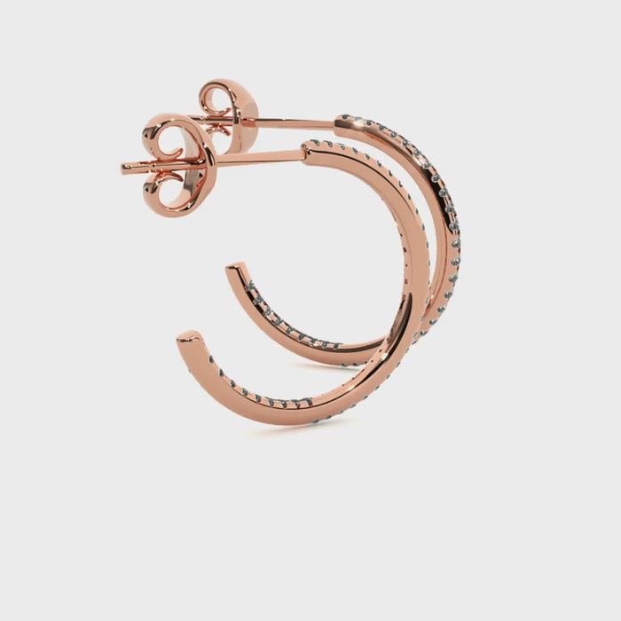0.38 Carat HI Color VS1 Clarity Diamond Studded Natural Diamond Hoop Earrings.