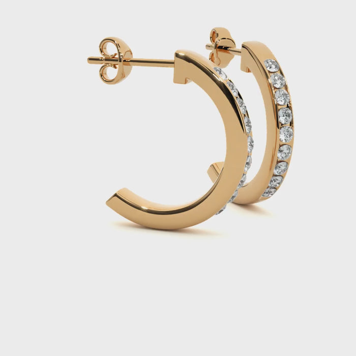 0.46 Carat HI Color VS1 Clarity Diamond Studded Natural Diamond Hoop Earrings.