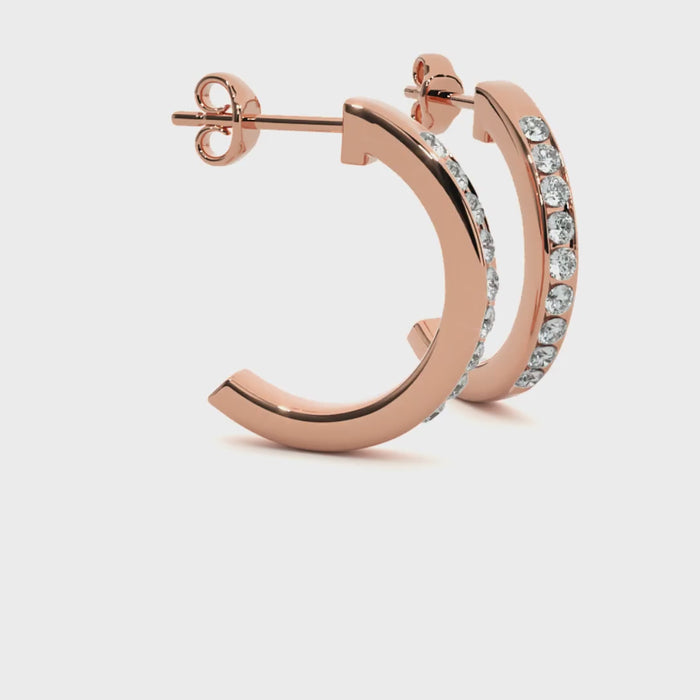 0.46 Carat HI Color VS1 Clarity Diamond Studded Natural Diamond Hoop Earrings.