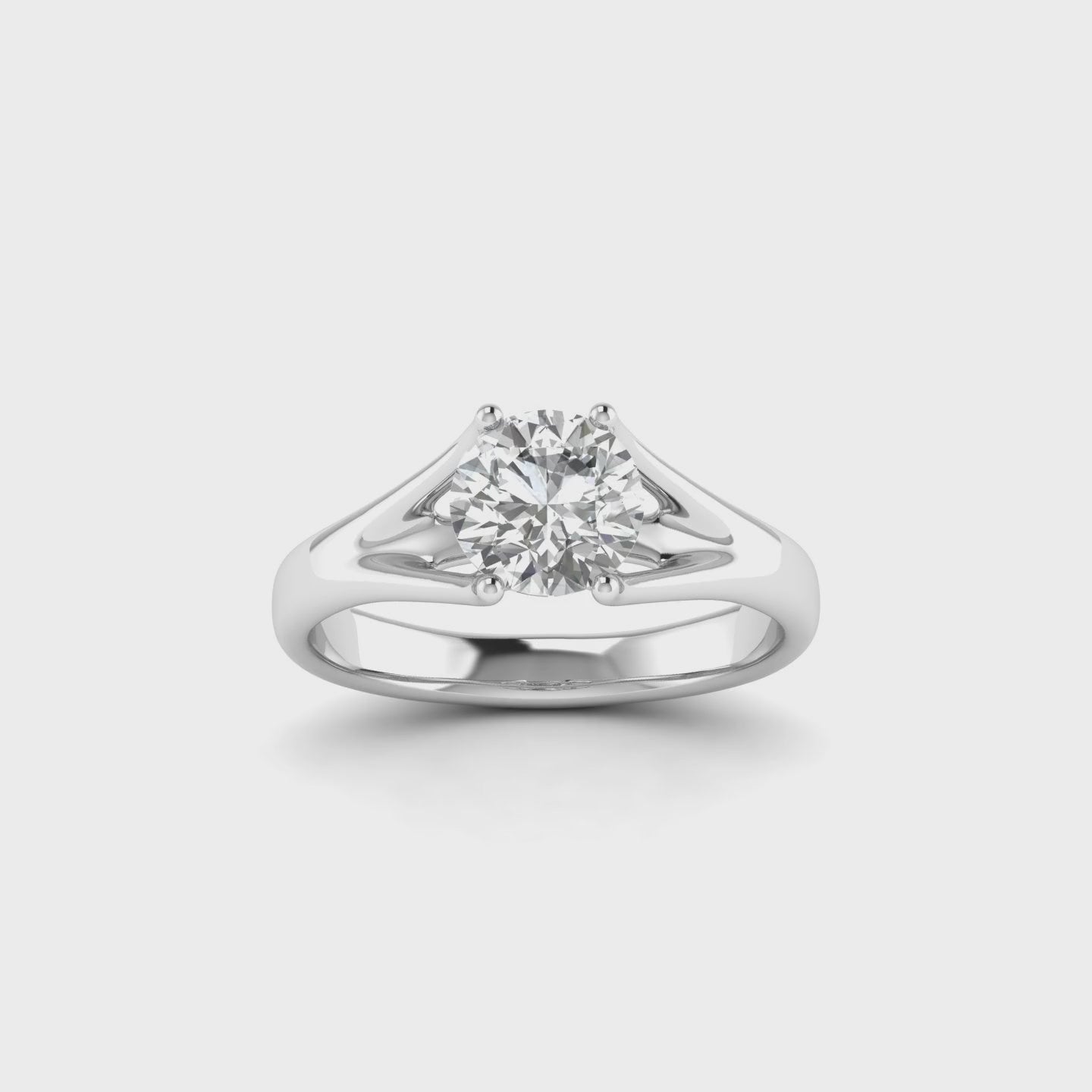 White Gold Studded 1 Carat Lab Grown Diamond Ring-F Color VVS2 Clarity.