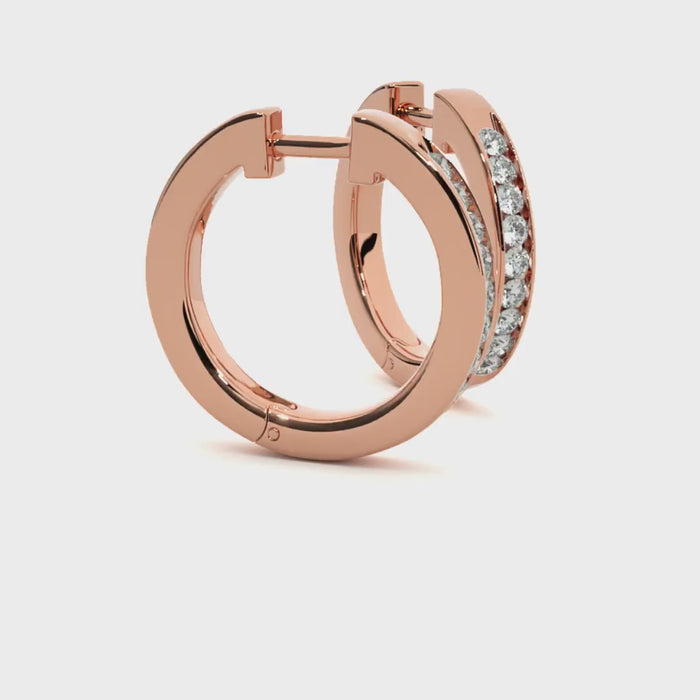 0.52 Carat HI Color VS1 Clarity Diamond Studded Natural Diamond Hoop Earrings.