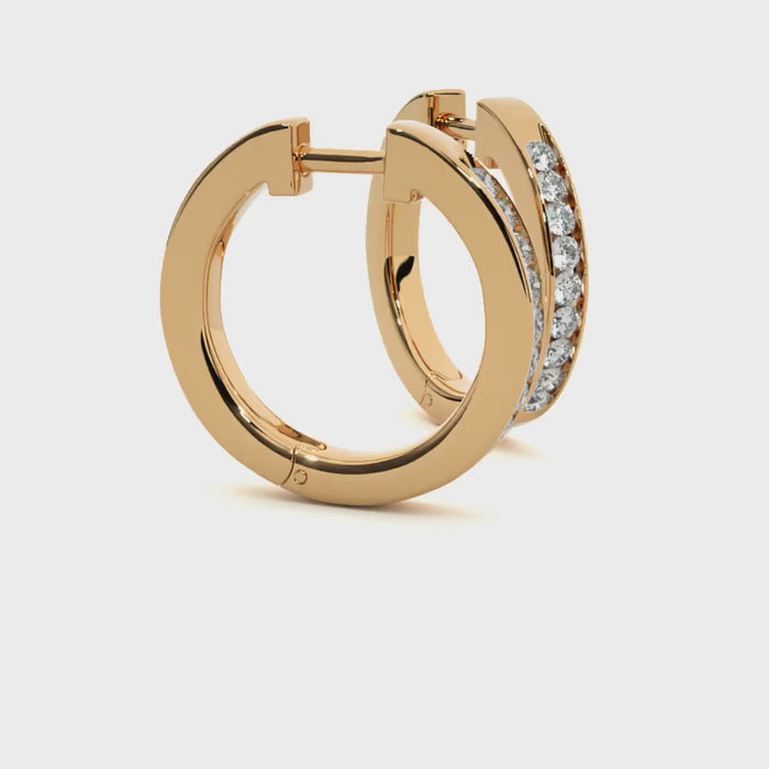 0.52 Carat HI Color VS1 Clarity Diamond Studded Natural Diamond Hoop Earrings.