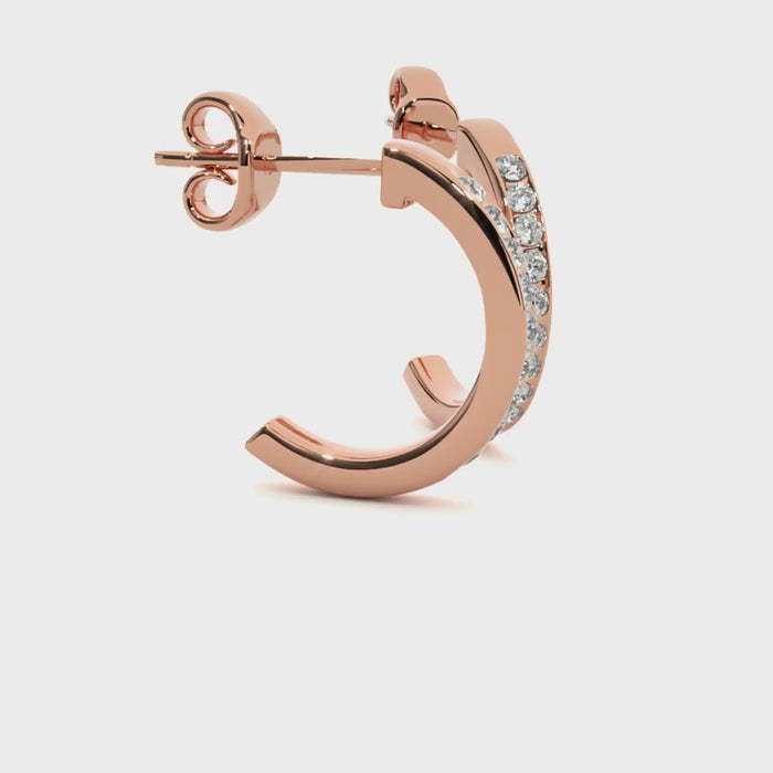 0.92 Carat HI Color VS1 Clarity Diamond Studded Natural Diamond Hoop Earrings.